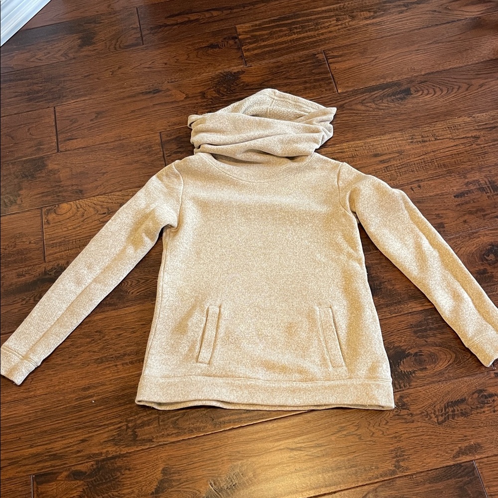 J. Crew Cozy Heather caramel/ Beige Pullover Sweater with funnel cowl